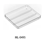 Plastic cutlery organizer tray for kitchen drawer storage.