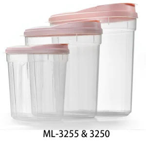 Airtight cereal storage canisters ML-3255 ML-3250, plastic pantry food containers for dry grain