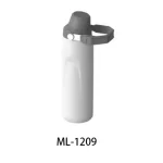 Sports water bottle with flip cap and handle for easy carrying.