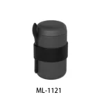 Compact black food storage container with lid and clip for freshness.