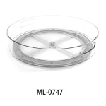 Clear round pantry storage container with lid for kitchen organization.