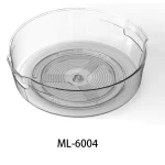 Clear round pantry storage container with lid for kitchen organization.