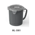 Gray microwave food container with lid and handle for storage and reheating.
