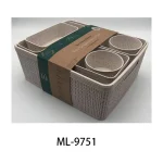 Set of eco-friendly plastic storage baskets for pantry organization.