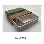 Set of beige plastic pantry storage baskets and containers for organization.