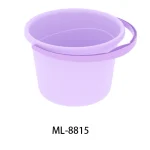 Purple plastic pantry storage container with handle for kitchen organization.