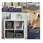 Set of gray storage baskets for home organization and storage solutions.