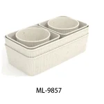 White storage basket set with two round containers for home organization.